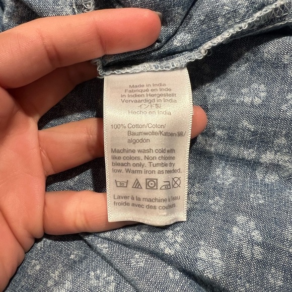 J Crew Mercantile Womens Blue Floral Chambray Ruffle Faux Wrap Dress SZ Medium - Picture 9 of 9